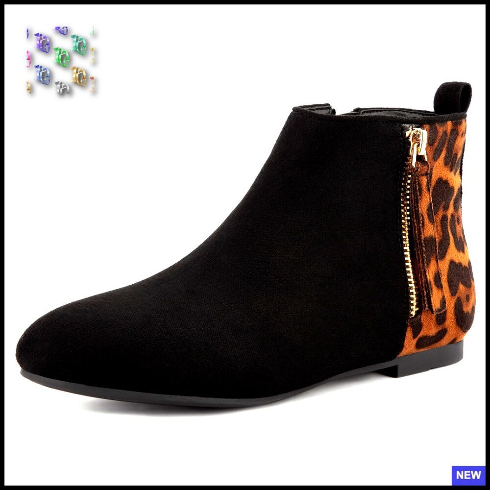 Faux Suede Ankle Booties Flat Heel Zipper Chelsea Winter Fashion Boots